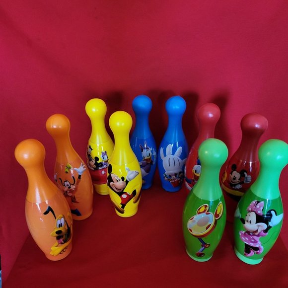 Vintage Disney Mickey Mouse and Friends Bowling Pins Set of 10 - Picture 2 of 14